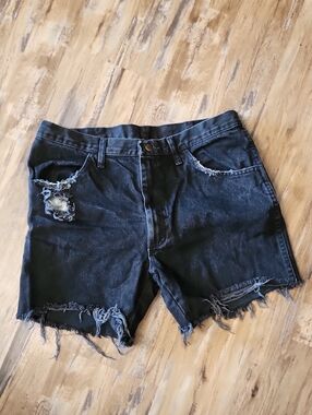 Rustlwr Black Distressed Denim Cutoff Shorts